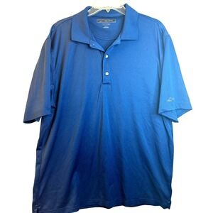 Greg Norman Mens Golf Polo Shirt XLT Navy Blue Shark Logo Short Sleeve